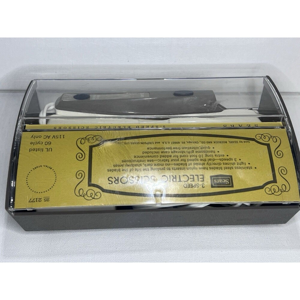 Vintage Sears Electric Scissors 3 Speed Fabric Cutter w Case Model 25-2177